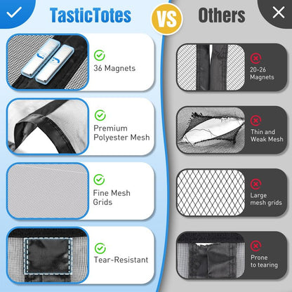 TasticTotes Magnetic Screen Door Mesh - Reversible Left & Right Opening with Magnetic Closure, Keep Buzz Out, Enjoy Fresh Air, Hands Free for Families & Pets (34" x 81", Fit Door Size 32" x 80")