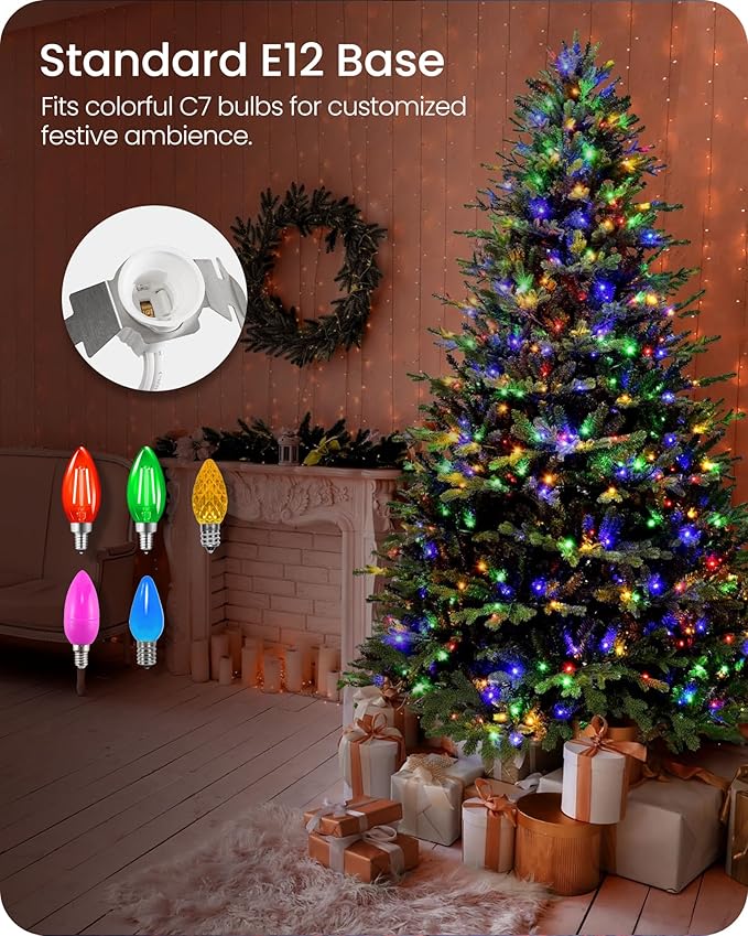 2Pack Christmas Village Lights, Decoration String Lights 10.5Ft with 4 C7 LED Bulbs, Warm, with Male and Female Plugs, for Christmas Snow House,Pumpkin Crafts,Holiday Decoration W03VLP205