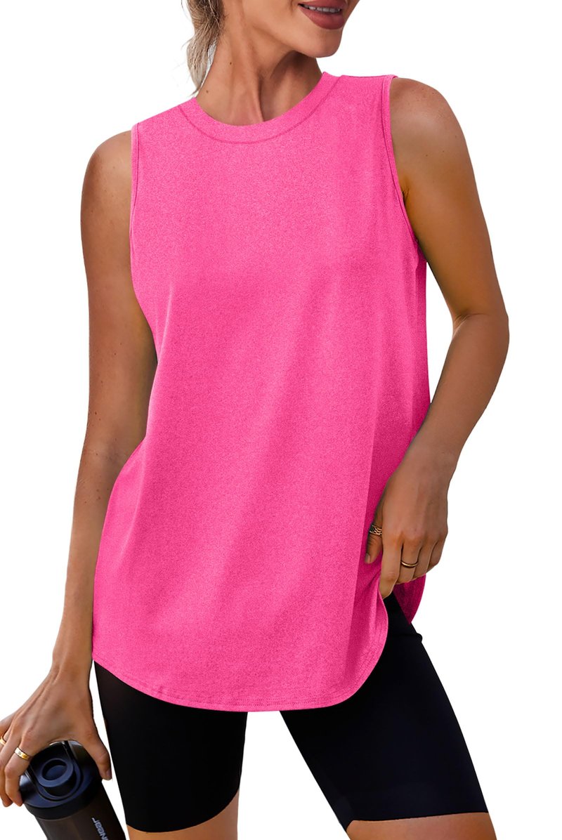 Summer Workout Tank Tops for Women Sleeveless Running Shirts Activewear Gym Yoga Tops Pink XXL