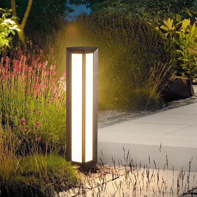 Outdoor Pathway Lights Wired, 31.5" Bollard Lights, Modern 3000K Landscape Path Lighting, Commercial LED Driveway Light, Waterproof Floor Lamp for Outside Patio Garden Yard Walkway Sideway