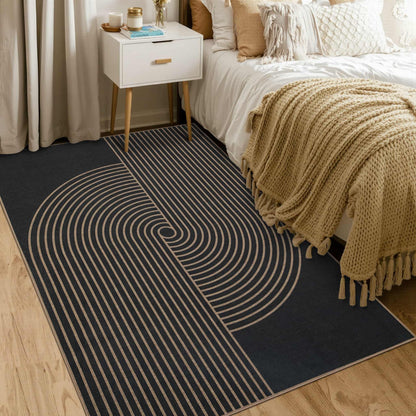 Latte&Fog Easy Jute 4x6 Outdoor Rug, Washable Linen Textured Durable Patio Rug, Non Slip Natural Indoor Carpet for Patio, Balcony, Porch, Courtyard, Deck, Bedroom, Backyard - Black/Brown 4'x6'