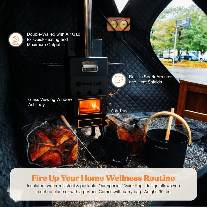 SweatTent Portable Outdoor Sauna (Extra Large) – Tent Only, Accessories Sold Separately – Wood-Fired Compatible, Quick Assembly – High-Temp Recovery Sauna for 10 Adults – Backyard & Camping Use