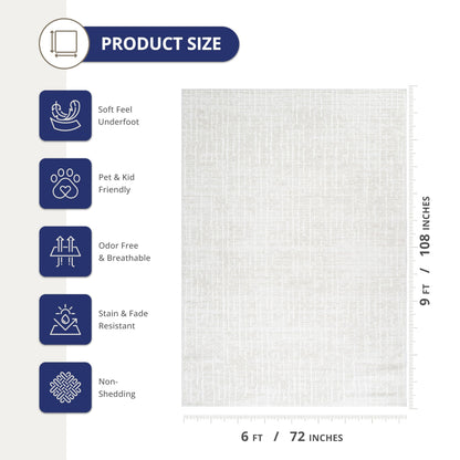 Abani Beige Area Rug - 6x9 Area Rugs for Bedroom - Vera Collection Geometric Grid Pattern - Non-Shedding, Easy to Clean Durable Rugs for Living Room, Bedroom or Office, Pet & Child Friendly