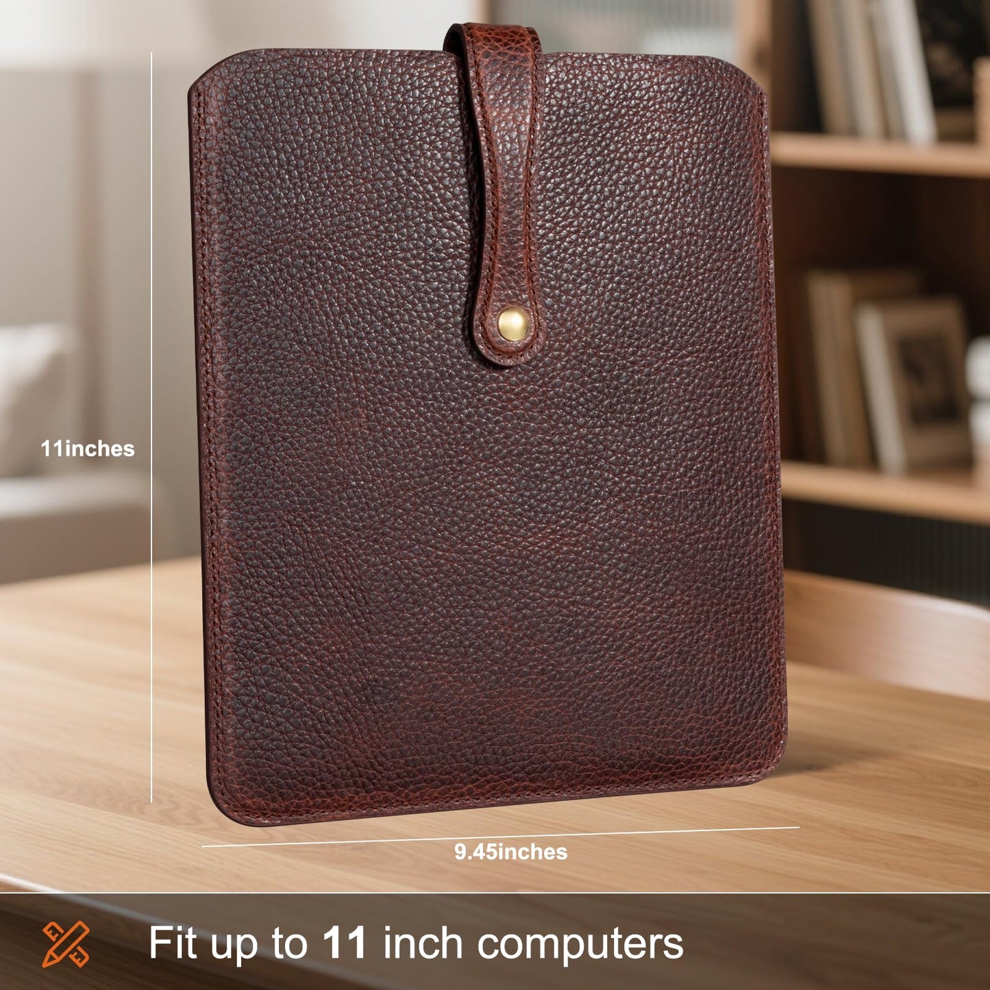 Thryxop Genuine Leather Tablet Sleeve for iPad Pro 11‘’/Air 10.9‘’/Magic Keyboard & Galaxy Tab S9/S9 FE | Slim Protective Case with Microfiber Lining (Fits Devices up to 11") - Dark Brown