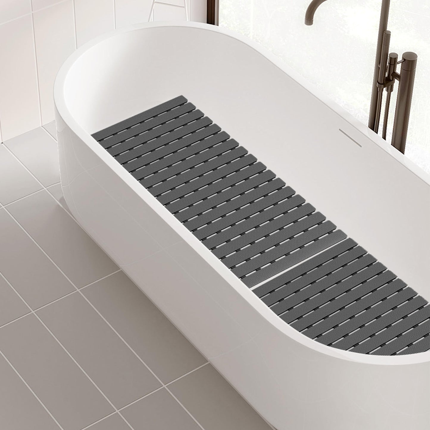 MBOSS Bathtub Mat Non Slip,Super Soft Bath Mat for Tub 24 X 24 Inch,Shower Mat with Suction Cups and Drain Holes,Non Slip Bathtub Mat for Elderly