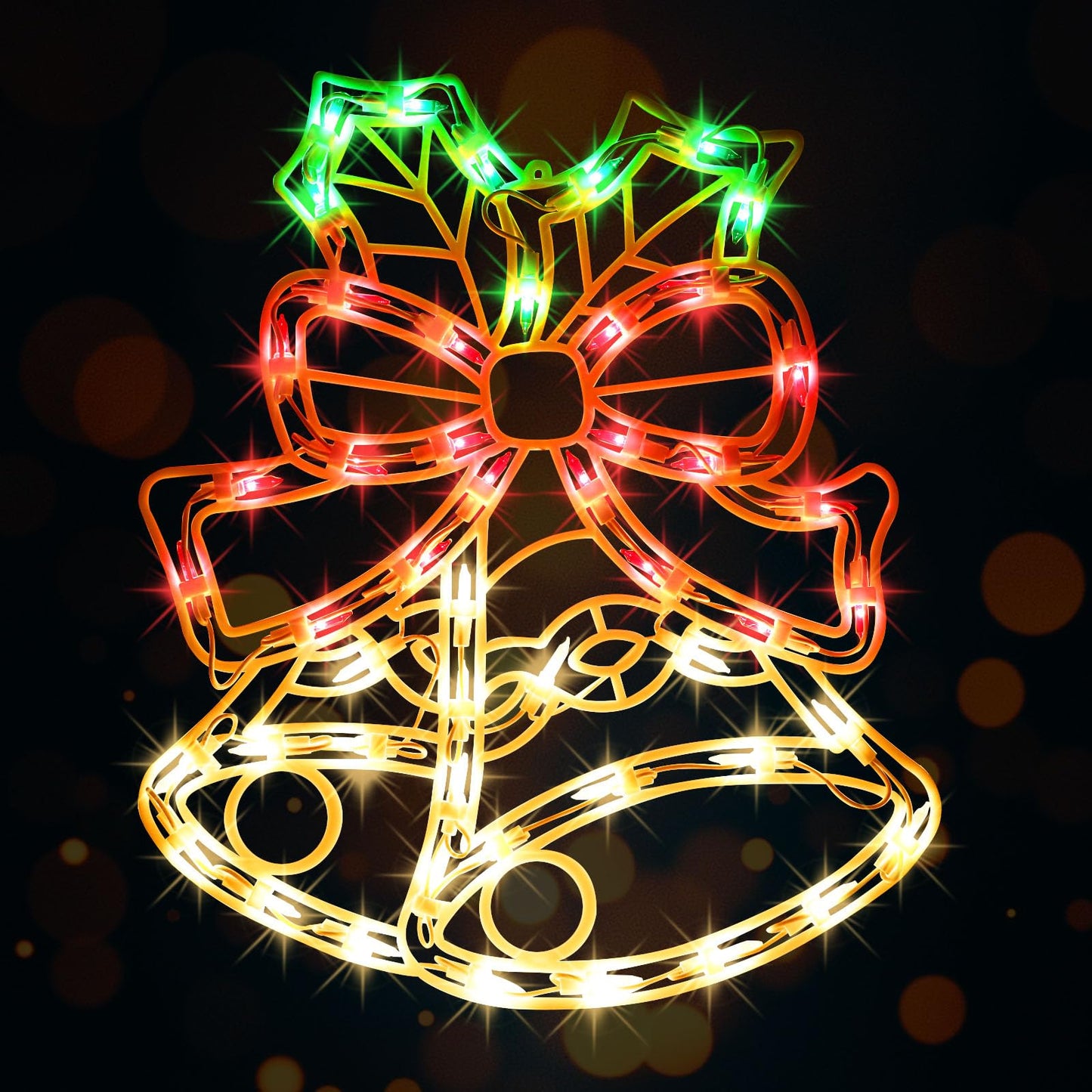 15Inch Christmas Bell Light,Bell Decoration Lights,Christmas Window Silhouette Light,Double Side Sign Lamp Decoration for Holiday Indoor Wall Door Glass Decorations