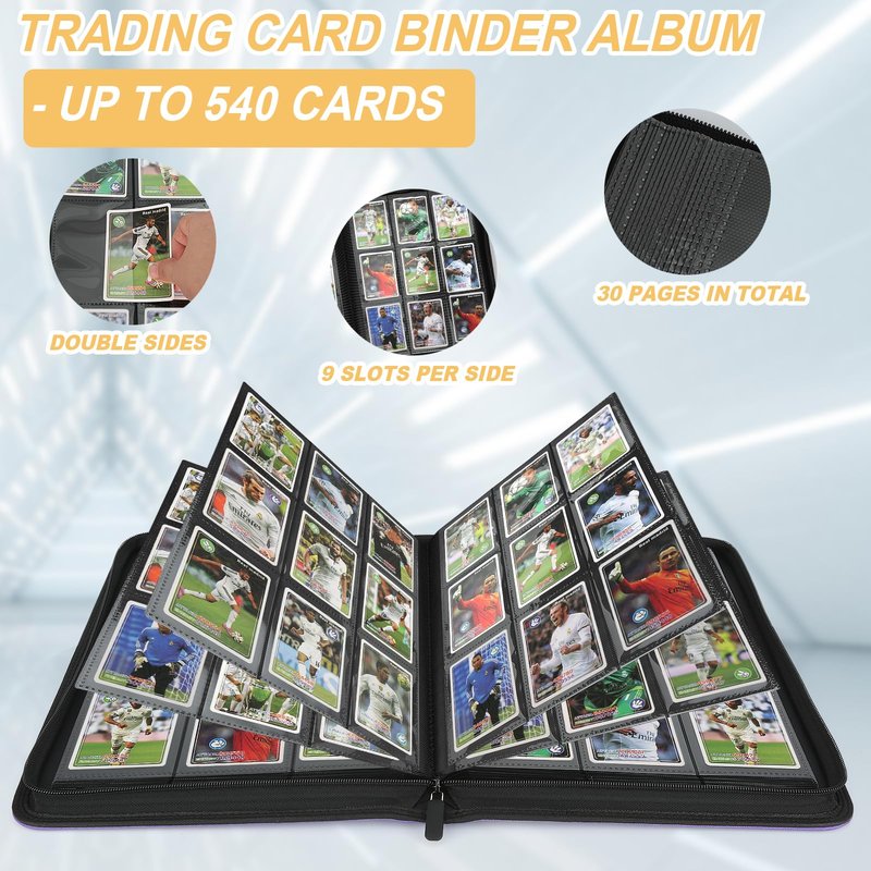 Foalgo Trading Card Binder, Card Collection Binder Album Folder with 540 Side Loading Pockets, 9 Pocket Trading Card Album Folder for TGC,MTG, Baseball Cards, Yugioh