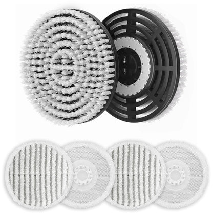 Leemone Steam & Scrub Mop Replacement Pads for Shark S8001 S8002BRN S8200 S8201 S7001 S7201 Series, Heavy Duty Scrub & Daily Clean Kit, Washable Reusable (2 Brush Heads + 4 Microfiber Pads Refills)