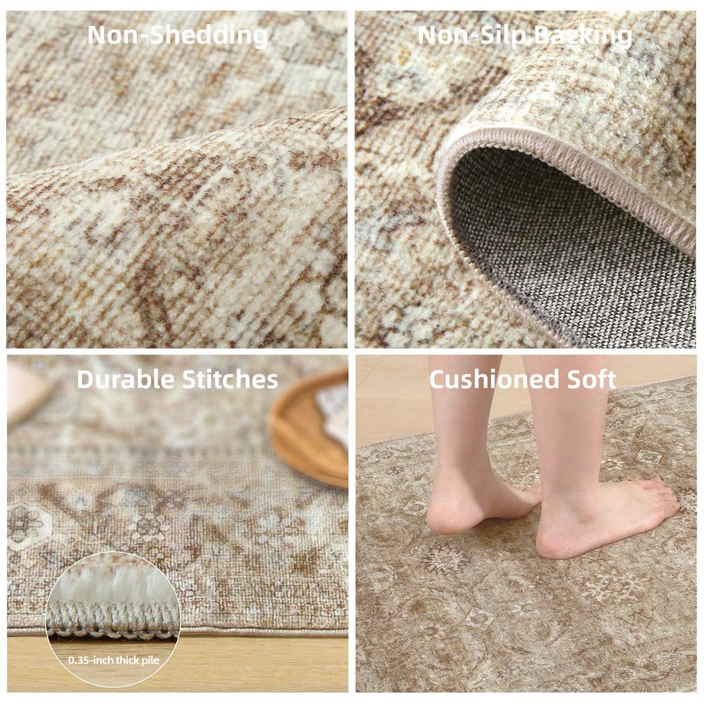 6x9 Area Rugs for Living Room: Washable Rug Non Slip Low Pile Soft Faux Wool Non Shedding Distressed Vintage Boho Large Area Rugs for Bedroom Dining Room Kitchen Nursery Under Table Farmhouse Office