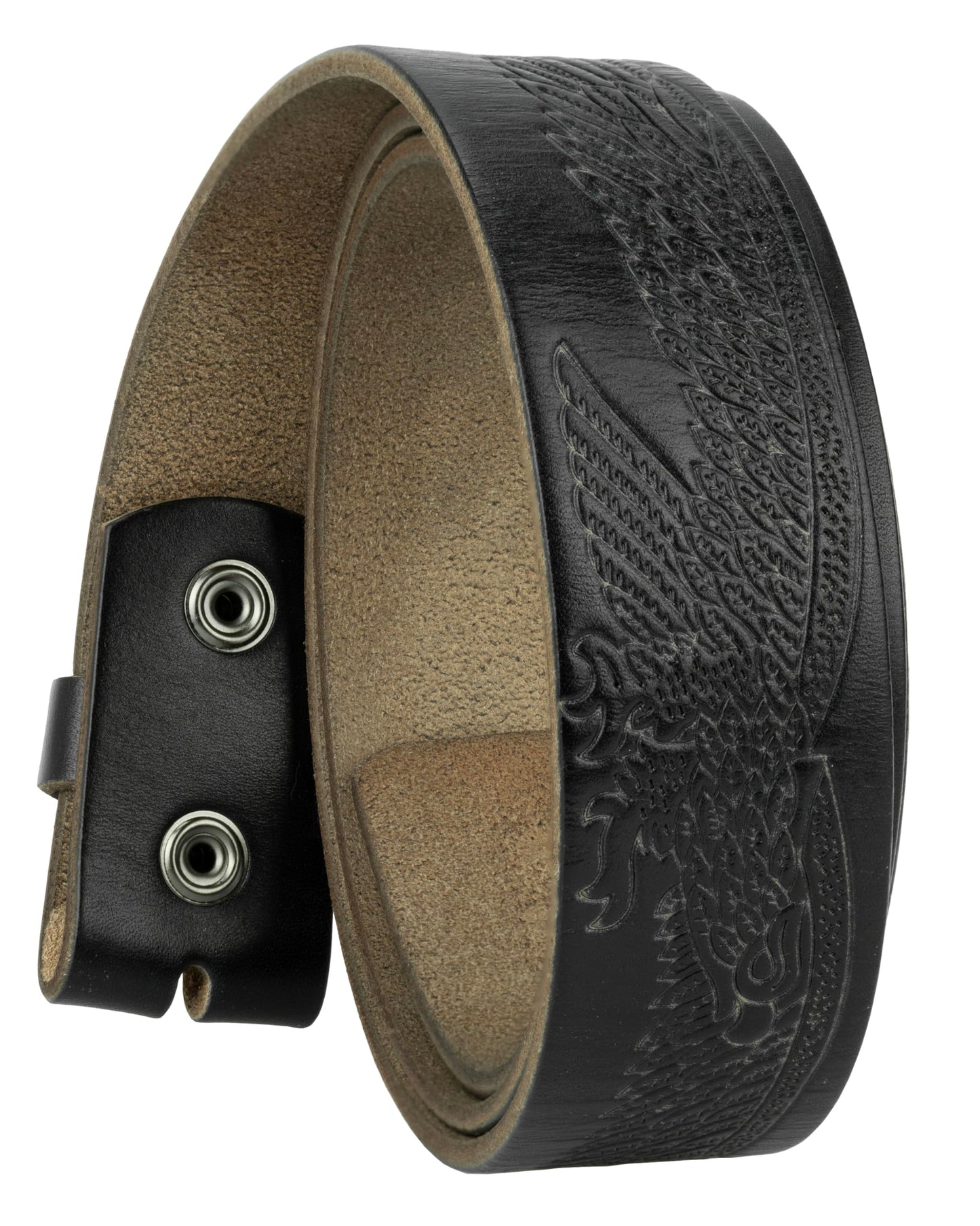 Gelante Genuine Full Grain Leather Belt Strap without Belt Buckle (Embossed Eagle, Large (38''-40''))