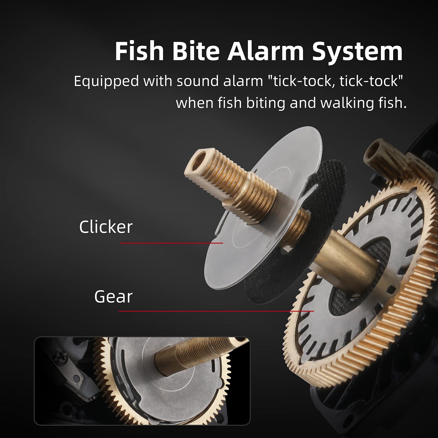 RUNCL Heroism Fishing Baitcasting Reels, 17.64LB Carbon Fiber Baitcasters, 7.3:1 Gear Ratio, 12 Levels Magnet Brake System, 7+1 BB, New Compact Design High-tech Innovation with Fish Bite Alarm System