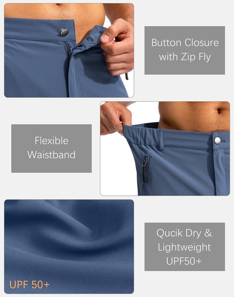 Pudolla Men's Hiking Cargo Shorts 9" Lightweight Outdoor Work Shorts for Men Travel Golf Camping Casual with 5 Zipper Pockets(Dark Navy 3X-Large)