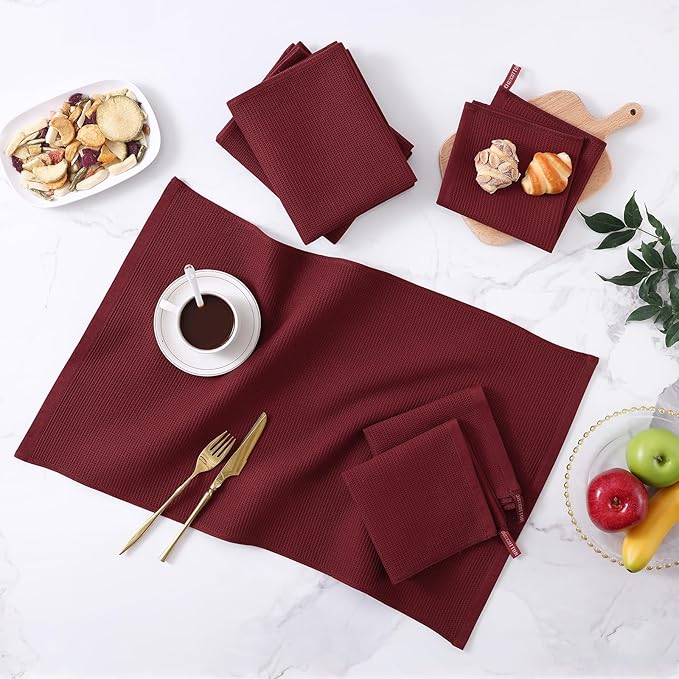 Homaxy 100% Cotton Kitchen Towels and Dishcloths Set