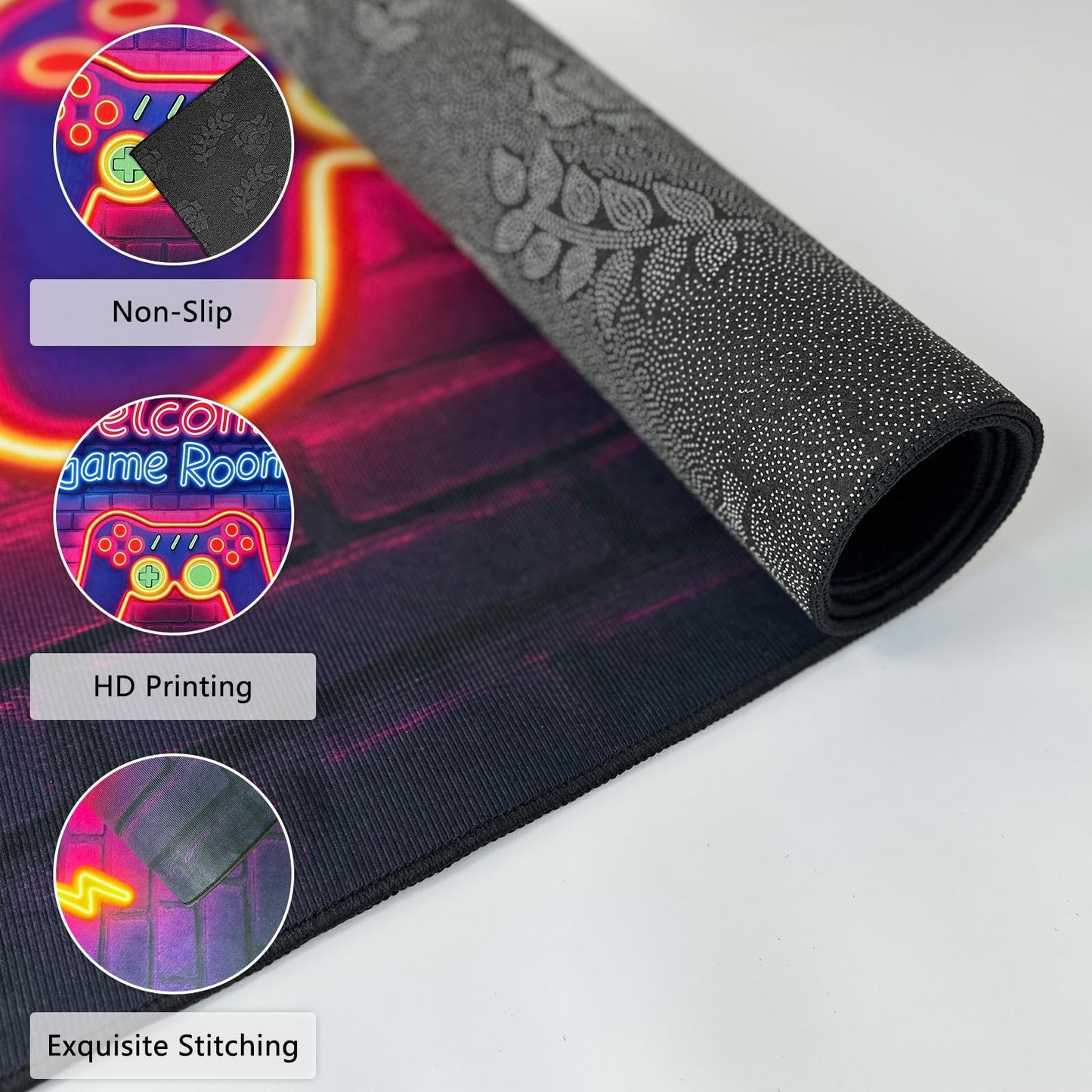 Gaming Rug for Room,3'x5' Gamer Rugs with Non-Slip Backing,Game Room Carpet for Bedroom and Livingroom Decor