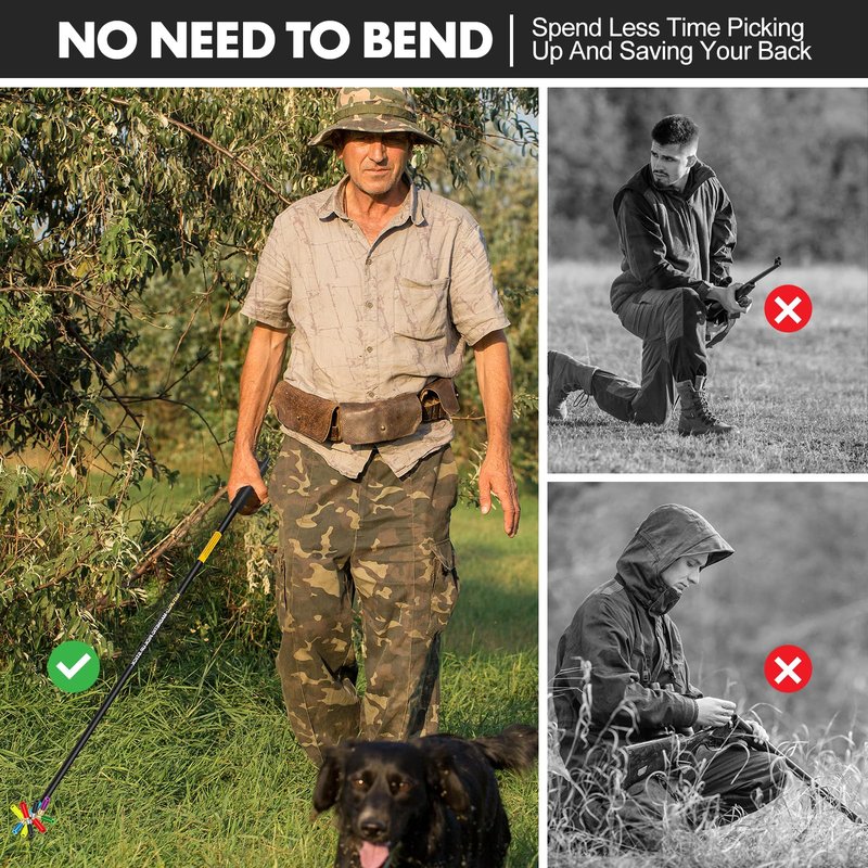 Shotgun Shell Hull Retriever Pick Stick, Collapsible Portable Magnetic Shell Retriever Pickup Pole, Extends Up to 3ft, Shotgun Accessories Four-Section Fold Pickup Grabber Tool with Mesh Carrying Bag