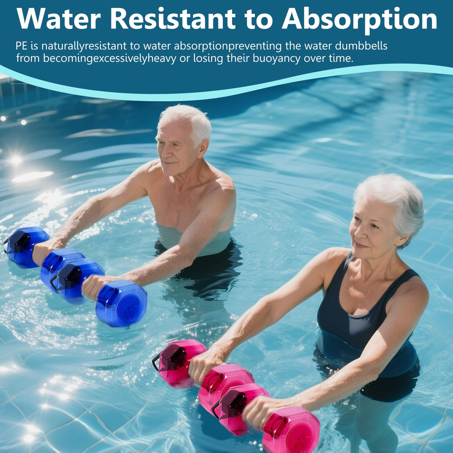 YOTAN Water Dumbbells Set, 2 PCS Water Weights for Pool Exercise, Pool Weights for Water Exercise Resistance, Aquatic Exercise Equipment for Aqua Therapy, Pool Fitness, Weight Loss
