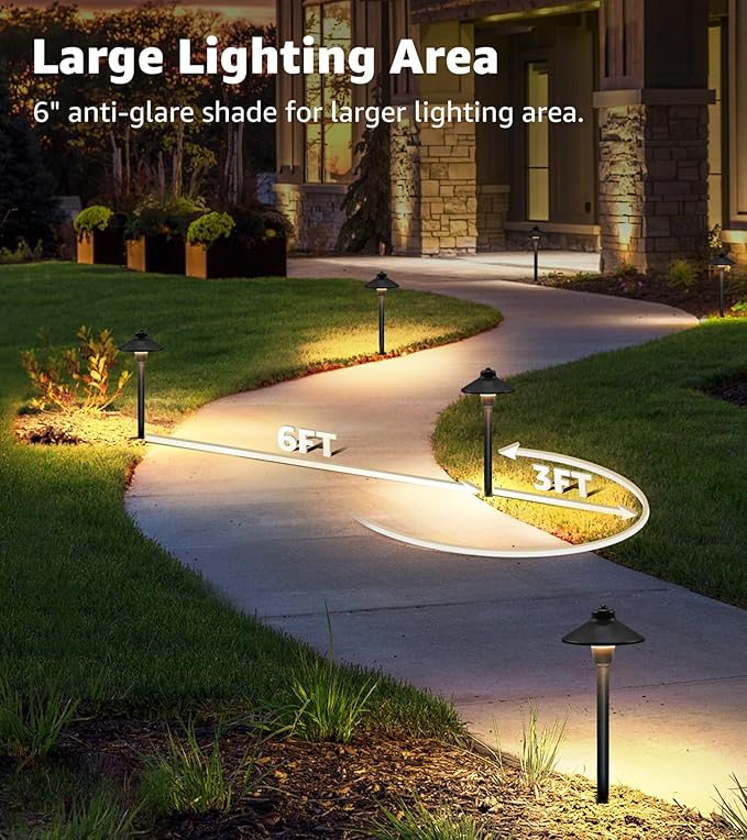 SUNVIE Low Voltage Pathway Lights LED Landscape Lighting 3000K Waterproof Landscape Path Lights 3W Landscape Lighting for Walkway Yard ETL Listed Cord, 12 Pack