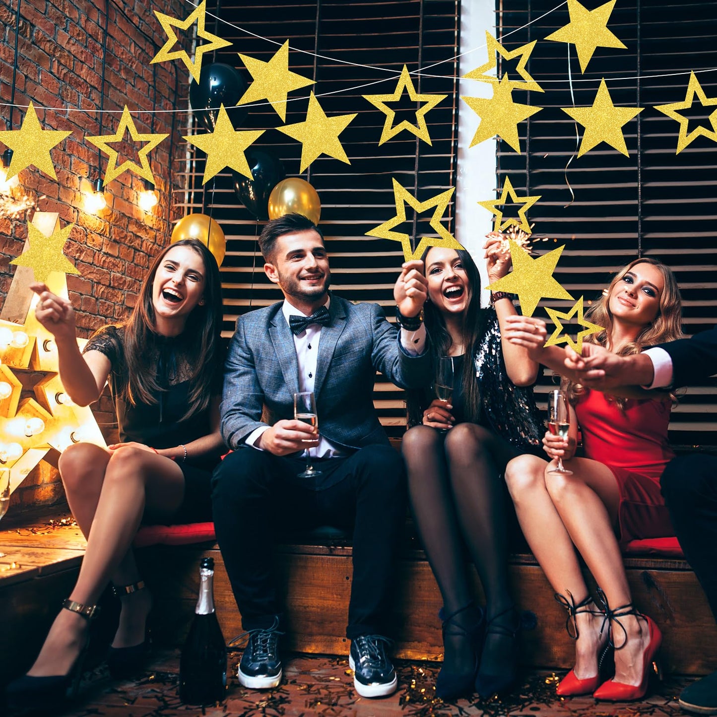 Fuyoooo 30 Pcs Large Gold Star Cutouts Paper Decorations 3 Sizes 6" 9.8" 10.6" Double Printed Star Cardboard Wall Decor Confetti Cutouts for Graduation Classroom Wall Bulletin Board Decor