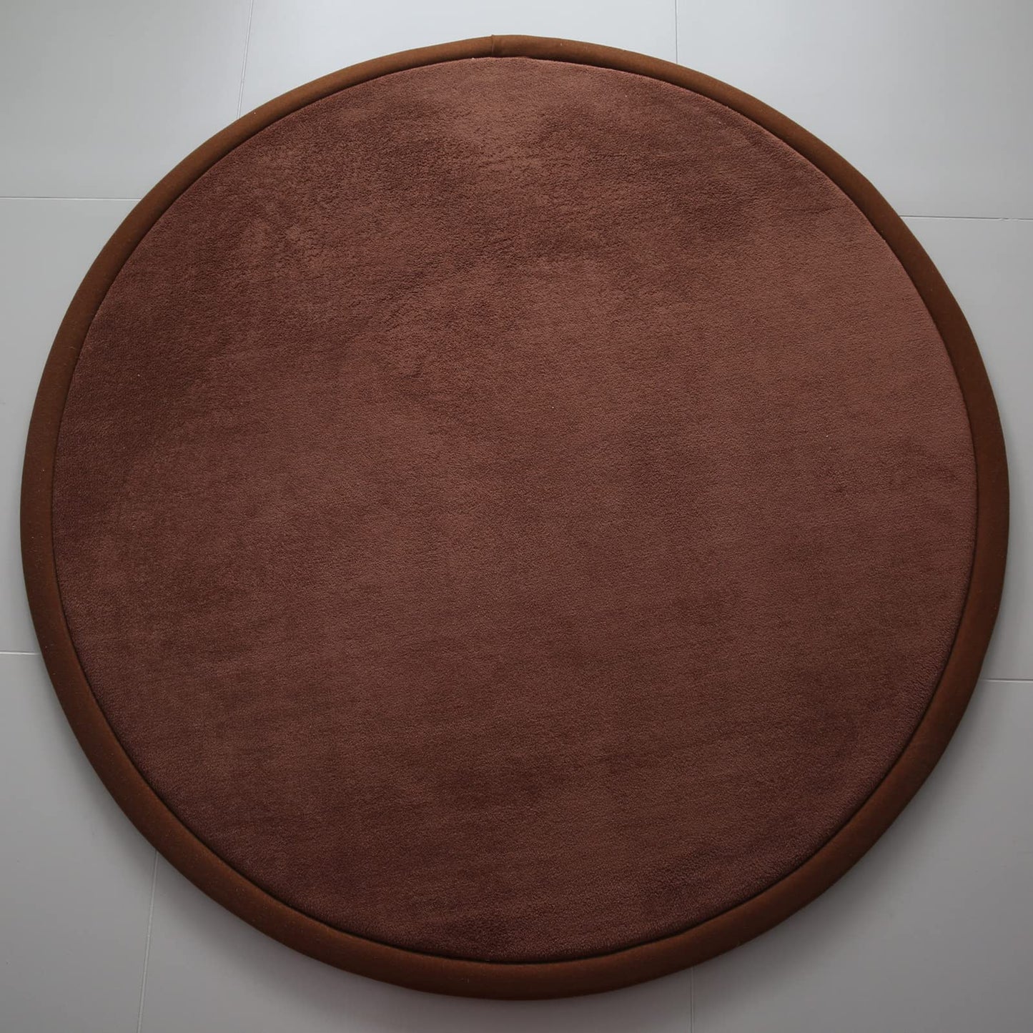 Loartee Thick Kids Round Rug - Coral Velvet Area Rugs, Memory Foam Circular Carpet for Nursery Playroom Home Decor Dormitory, Diameter 39 inch, Coffee