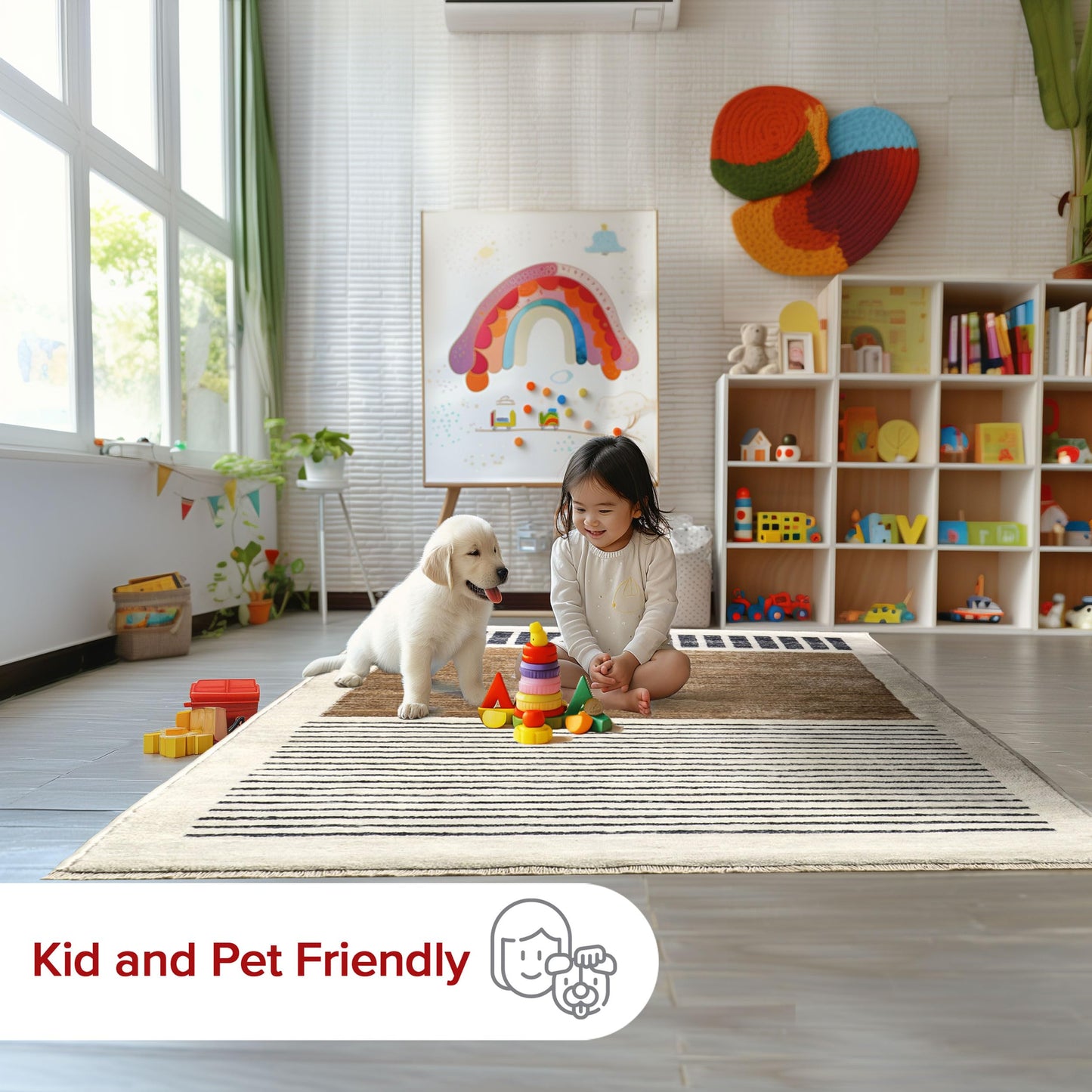 nuLOOM Fringed Performance Indoor Area Rug, Power Loomed, Easy Clean, Durable, Non-Shed, 2'8" x 8', Keeva Beige
