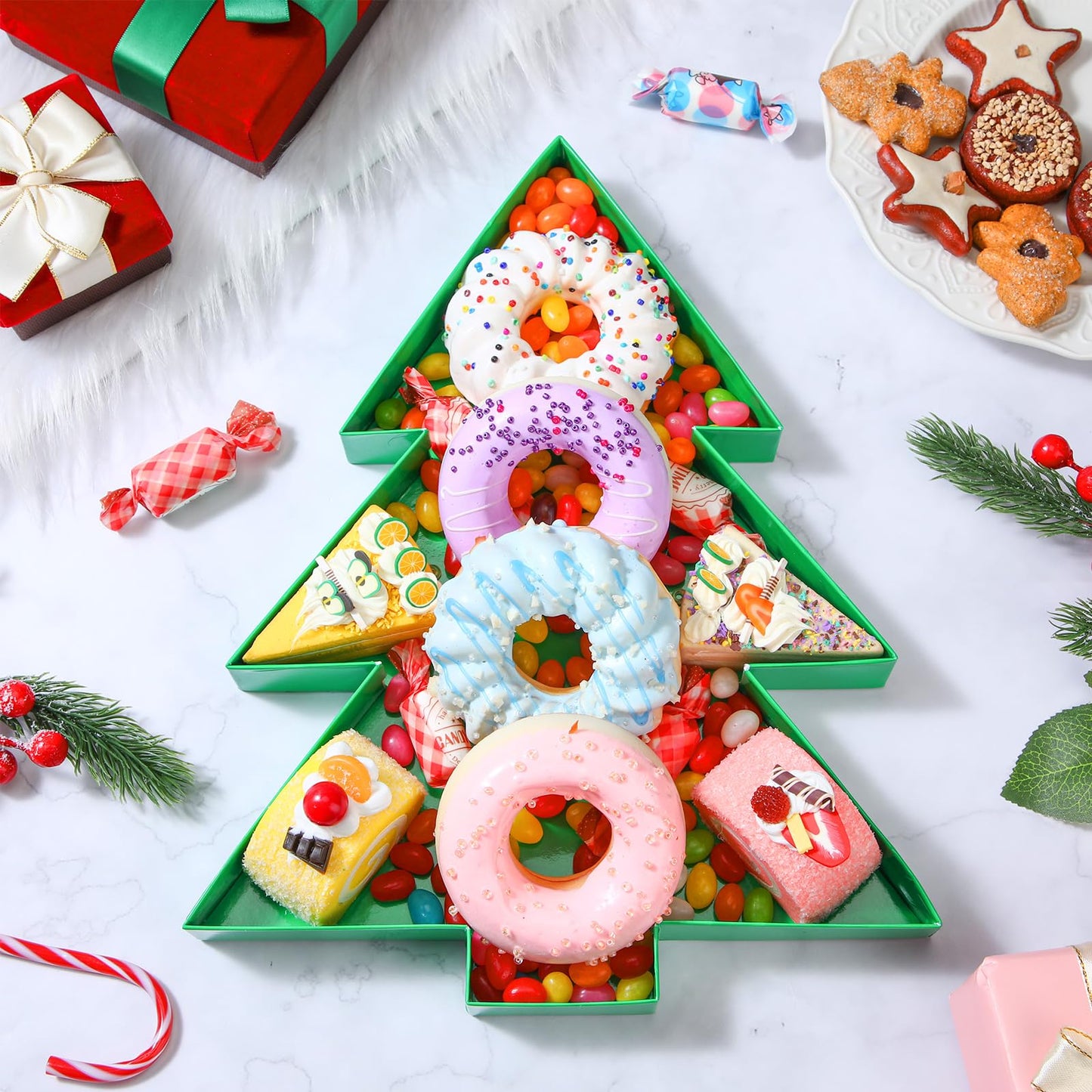 Dunzoom Large Christmas Cardboard Letter Charcuterie Box 12'' Fillable Tray Charcuterie Box for Christmas Party Decorations Chocolate Candy Cupcake Container(Christmas tree)
