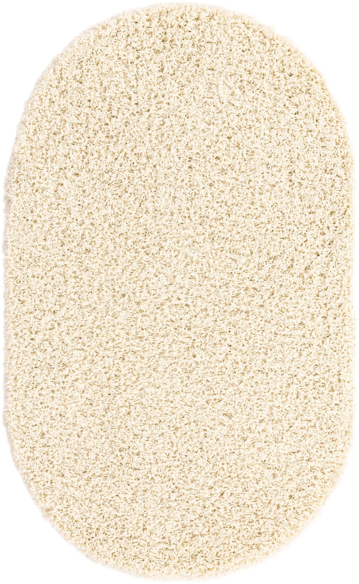 Unique Loom Solid Shag Collection Area Rug (3' 3" x 5' 3" Oval, Pure Ivory)