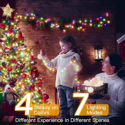 Ollny Christmas Lights, 66FT 200LED Christmas Tree Lights with 11 Modes Remote Control IP44 Waterproof Color Changing Outdoor Christmas Lights for Outside Indoor Patio Xmas Decorations