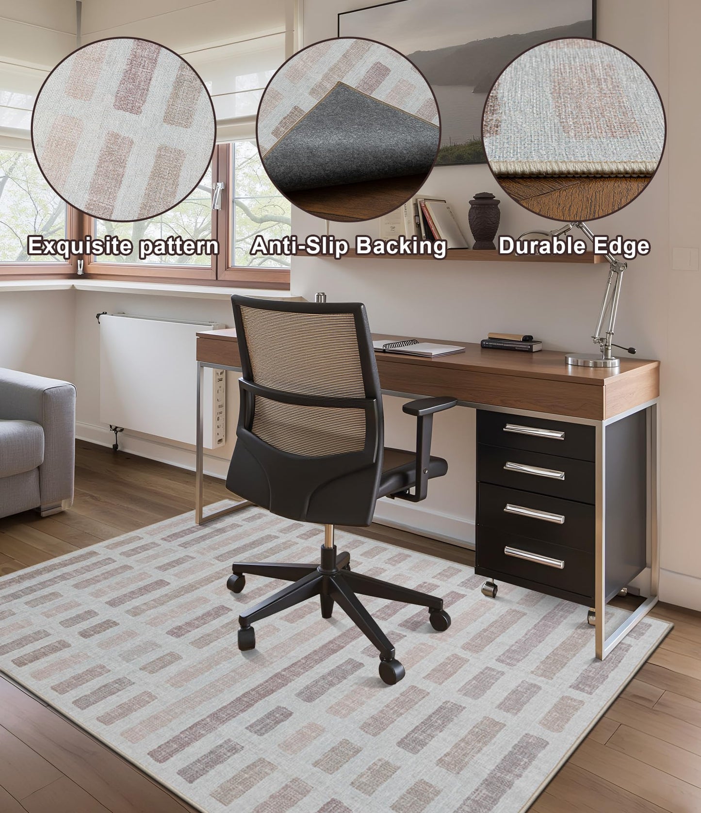 chakme Office Chair Mat for Hardwood Floor, 48"x36" Easy Glide Computer Desk Mat Protector for Rolling Chair Under Desk Rug Nonslip Backing, Machine Wash, (Plaid)