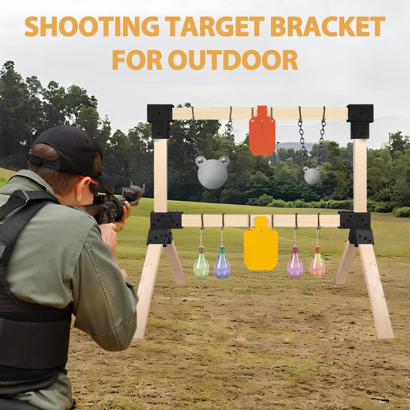 POSTYBAY 2x4 Target Stand Brackets Set, Heavy Duty Y & T Connectors with 12 Hanger Hooks, 0.2”Thick Steel Frame (1.6" x 3.6" I.D) for AR500 Steel Targets, Outdoor Shooting Range & Archery Training