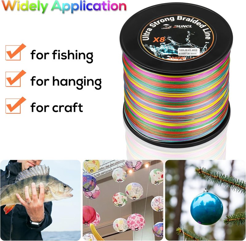 RUNCL Braided Fishing Line - High Visibility, Super Strong, Abrasion Resistant | 328yds to 1093yds, 12lb to 100lb