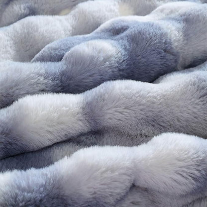 Tie-dye Blue Twin Cozy Faux Fur Blanket for Couch Bed Living Room 60x80 Furry Soft Fluffy Thick Warm Throw Blanket for Winter Home Gifts 860 GSM