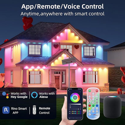 Permanent Outdoor Lights for House, 100ft Smart RGB&IC LED Eaves Light, Daily and Accent Lighting, 212 Scene Modes, Alexa & Google Assistant Compatible, Daily Party Halloween Christmas Decor