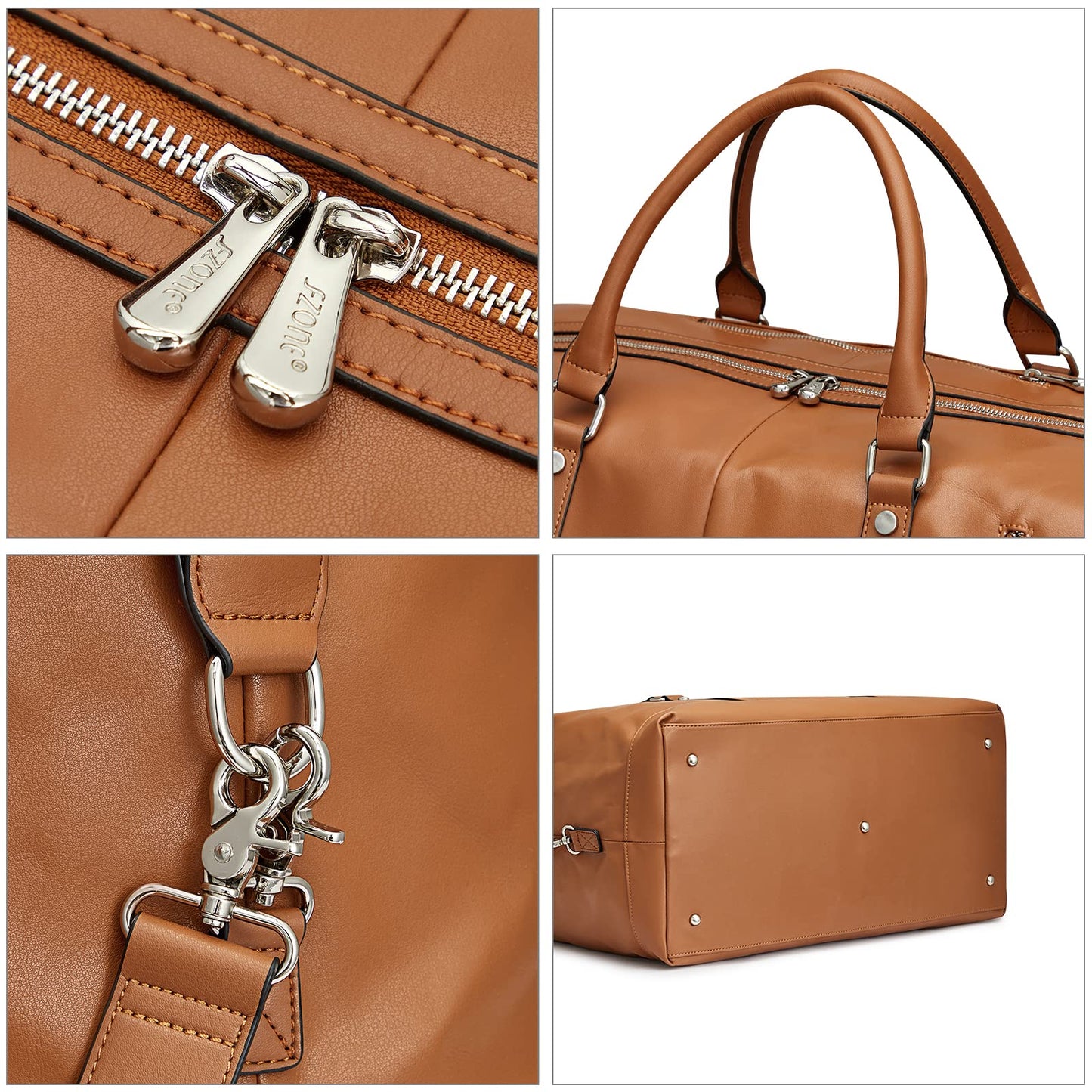 S-ZONE Genuine Leather Women Travel Duffle Weekender Overnight Weekend Carry on Shoulder Tote Bag