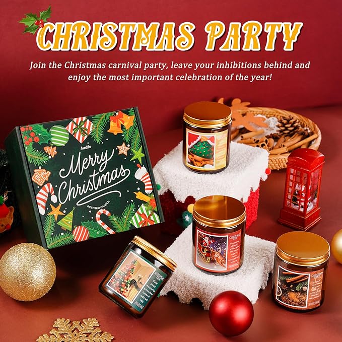 Christmas Candle | Christmas Cookies Candle Scents of Merry Cookie Dough Sugar Cookies for Santa Holiday, Christmas Scented Candles for Home - 7 oz Aromatherapy Jar Candles, Gift for Women and Men