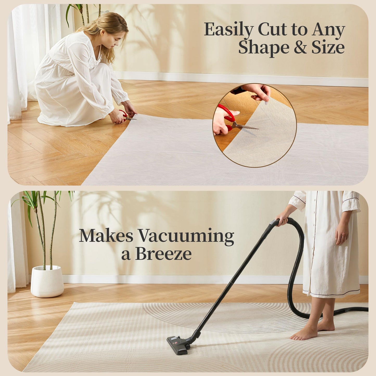 Foboull Strong Rug Pad Gripper, 5X Non-Slip Power, Grips Help Keep Area Rugs Safe and in Place, Slip and Skid Resistant Pads for Hard Floors, Under Carpet Mat Cushion and Hardwood Protection 2x3 FT