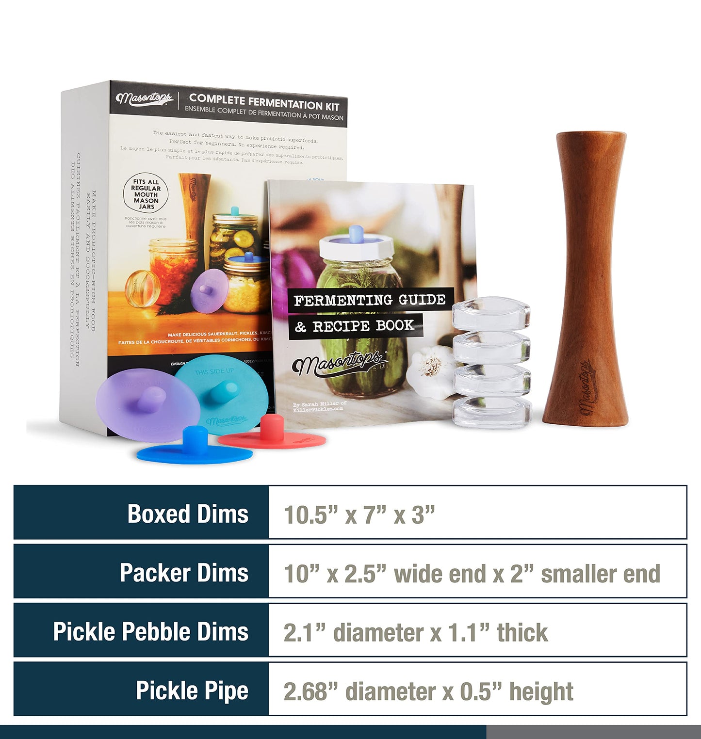 Masontops Complete Mason Jar Fermentation Kit - Easy Small/Regular Mouth Jars Vegetable Fermenting Set - DIY Equipment Essentials