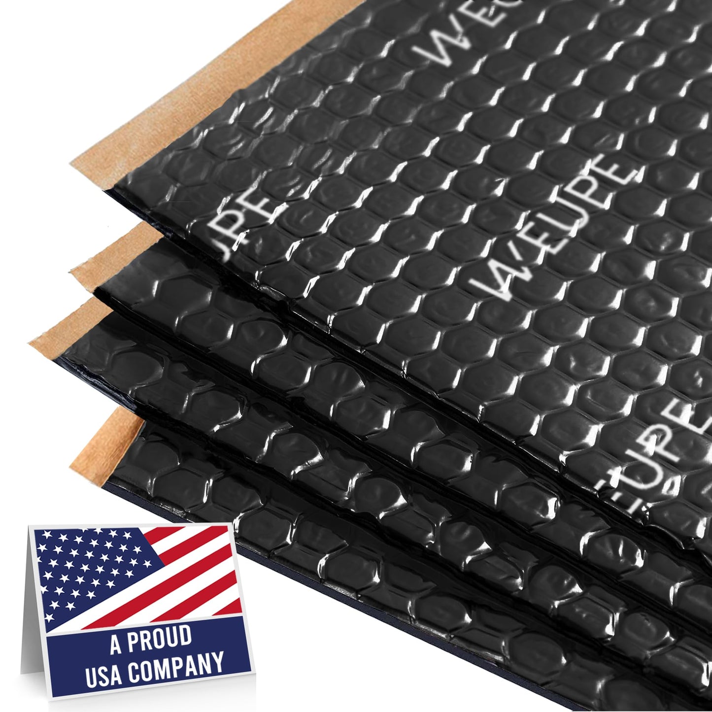 WEUPE Sound Deadening Mat for Cars, 50 mil 5 sqft, Butyl Automotive Sound Deadener, Noise Insulation Dampening Material for Car Trunk, Speaker, Door, Floor and Ceiling, Black
