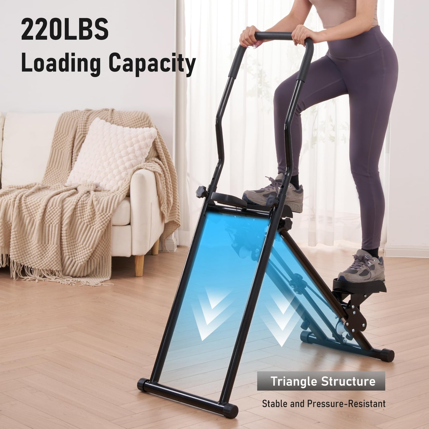 BODIOO Stair Stepper for Home Gym, Stair Climber with Adjustable Handlebar & Dual Incline Pedals, Compact Folding Cardio Exercise Climber for Full-Body Workout