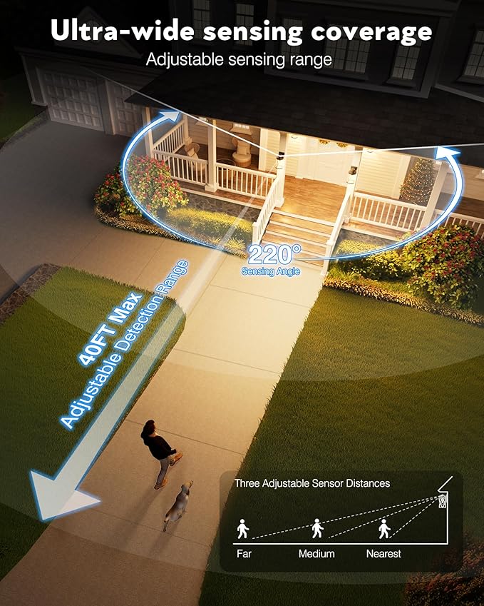 VIANIS Motion Sensor Exterior Lighting Fixtures for House, Oil Rubbed Bronze with Gold Trim Dusk to Dawn Outdoor Porch Light, Waterproof Outdoor Garage Lights Wall Mount, Outside Wall Sconce for Coach