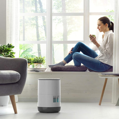 Pure Enrichment MistAire Eva - Mist-Free Evaporative Humidifier (2.8L) with Antibacterial Filter, 4-Speeds, Large Room Coverage up to 500 sq. ft., and Auto Shut-Off Timer