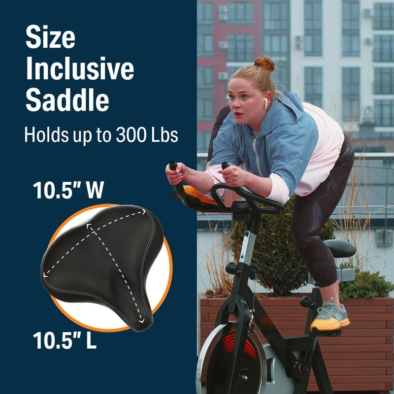 Bikeroo Extra Wide Replacement Saddle - Fits Indoor & Outdoor Bicycles - Steel Spring & Elastomer Suspension - Center Cutout - Memory Foam - Outdoor