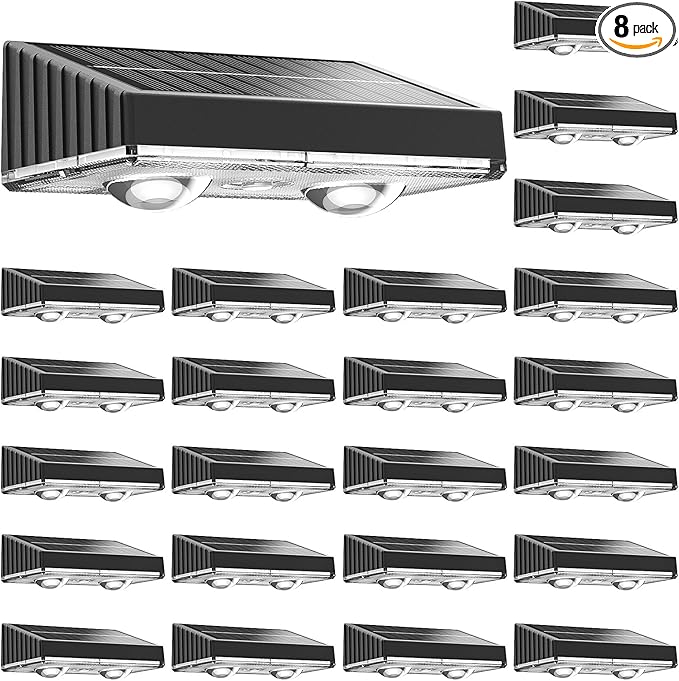 NIORSUN Solar Fence Lights,24 Pack Deck Light,Led Lights Warm White Outdoor Wall Lights,IP45 Solar Powered Light Waterproof for Backyard/Pool/Railing/Patio/Porch/Step/Outside/Garden (Black)