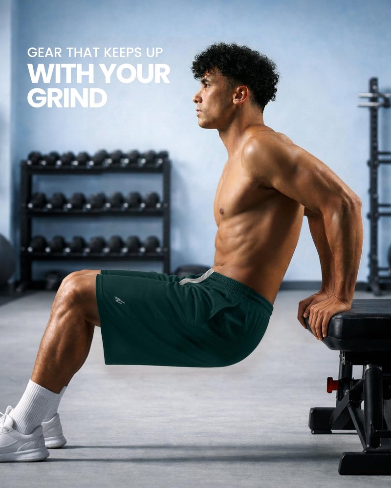 NY Threads Men's Athletic Shorts Quick Dry Loose-Fit Lightweight Running Workout Gym Shorts with Pockets, X-Large, Dark Green