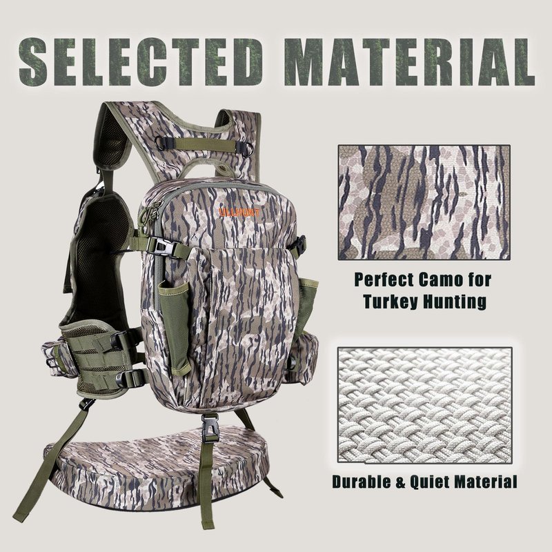 UIIHUNT Turkey Hunting Vest with Seat: Lightweight Turkey Hunting Vest with Game Pouch, Adjustable Hunting Gear Accessories, Hunting Clothes for Men Women