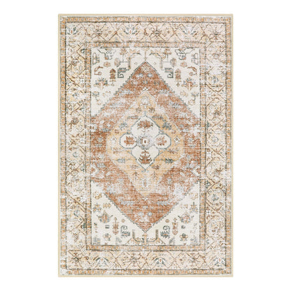 Beeiva Boho Throw 2X3 Entryway Rug, Small Rugs for Bedroom Ultra Thin Non Slip Washable, Small Khaki Carpet Lightweight Indoor Door Mats for Entryway Bedroom