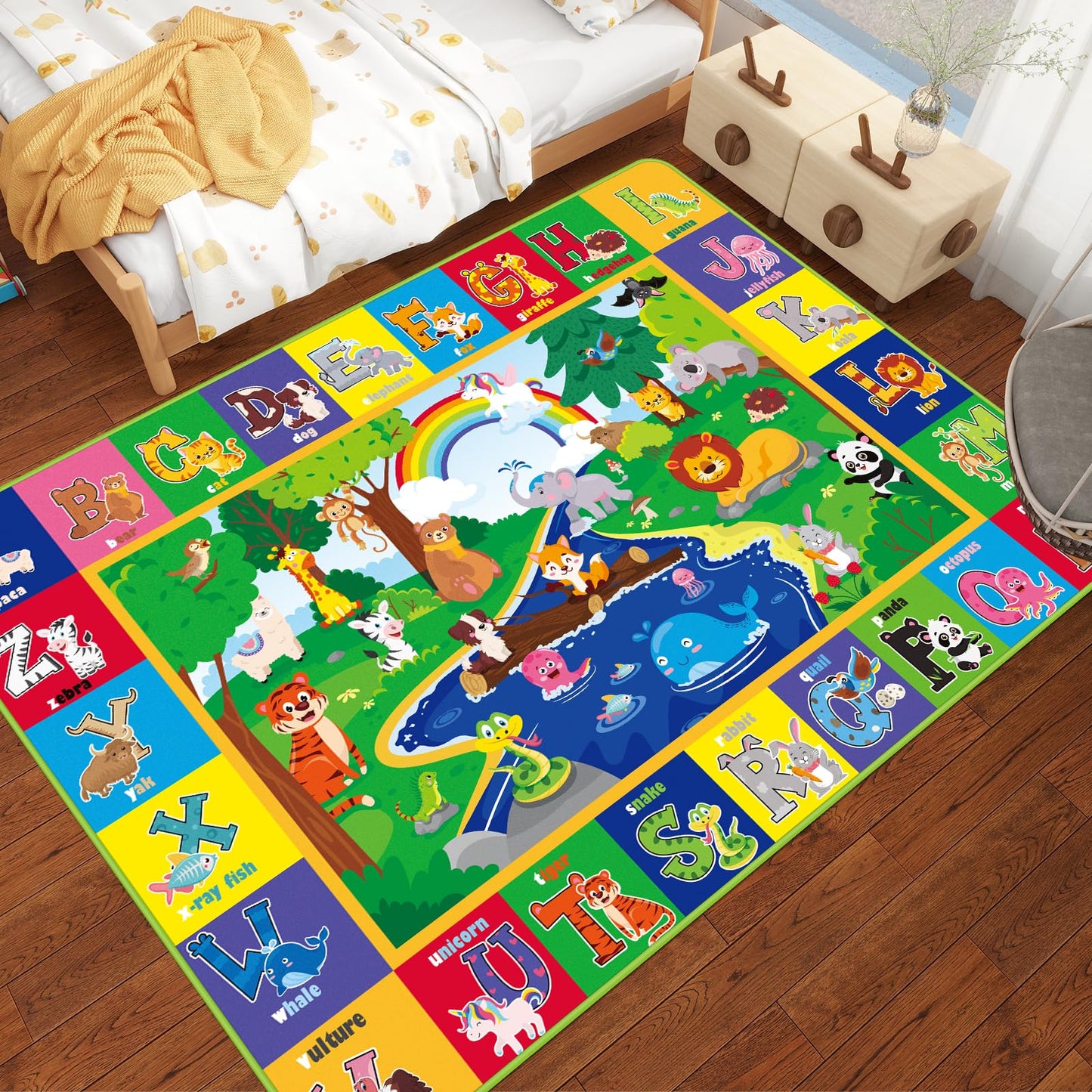 Soft Non-Toxic Baby Play Mat with ABC Alphabet - Foldable Crawling Mat for Infants & Toddlers, Extra Thick Floor Mat for Nursery, Playroom, Daycare | Non-Slip, Machine Washable (78.7X59 INCH)