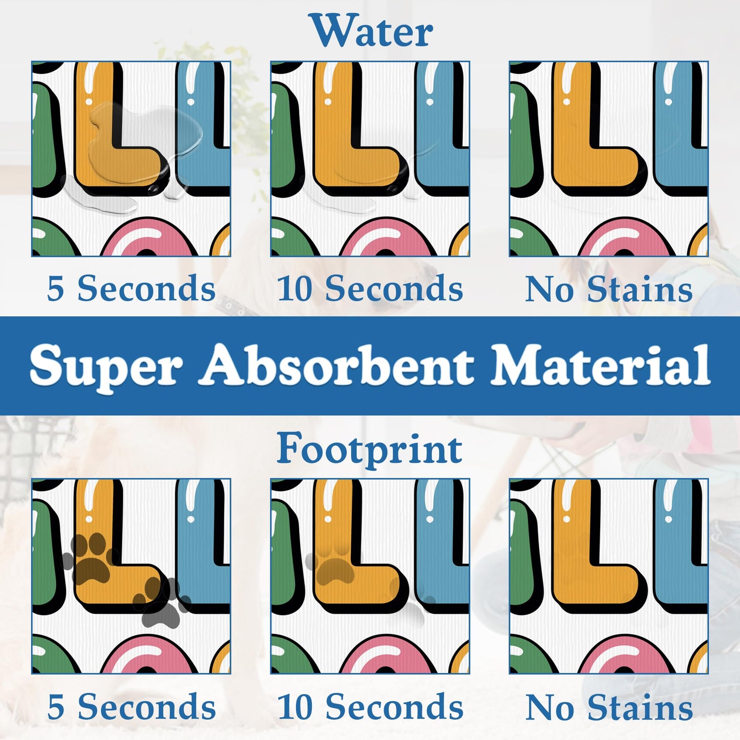Silly Goose Pet Food Mat for Cats and Dogs–Absorbent Quick Dry Feeding Placemat, Non Slip Rubber Base, Waterproof Bowl Mat for Indoor Use, Pet Supplies 16"x24"