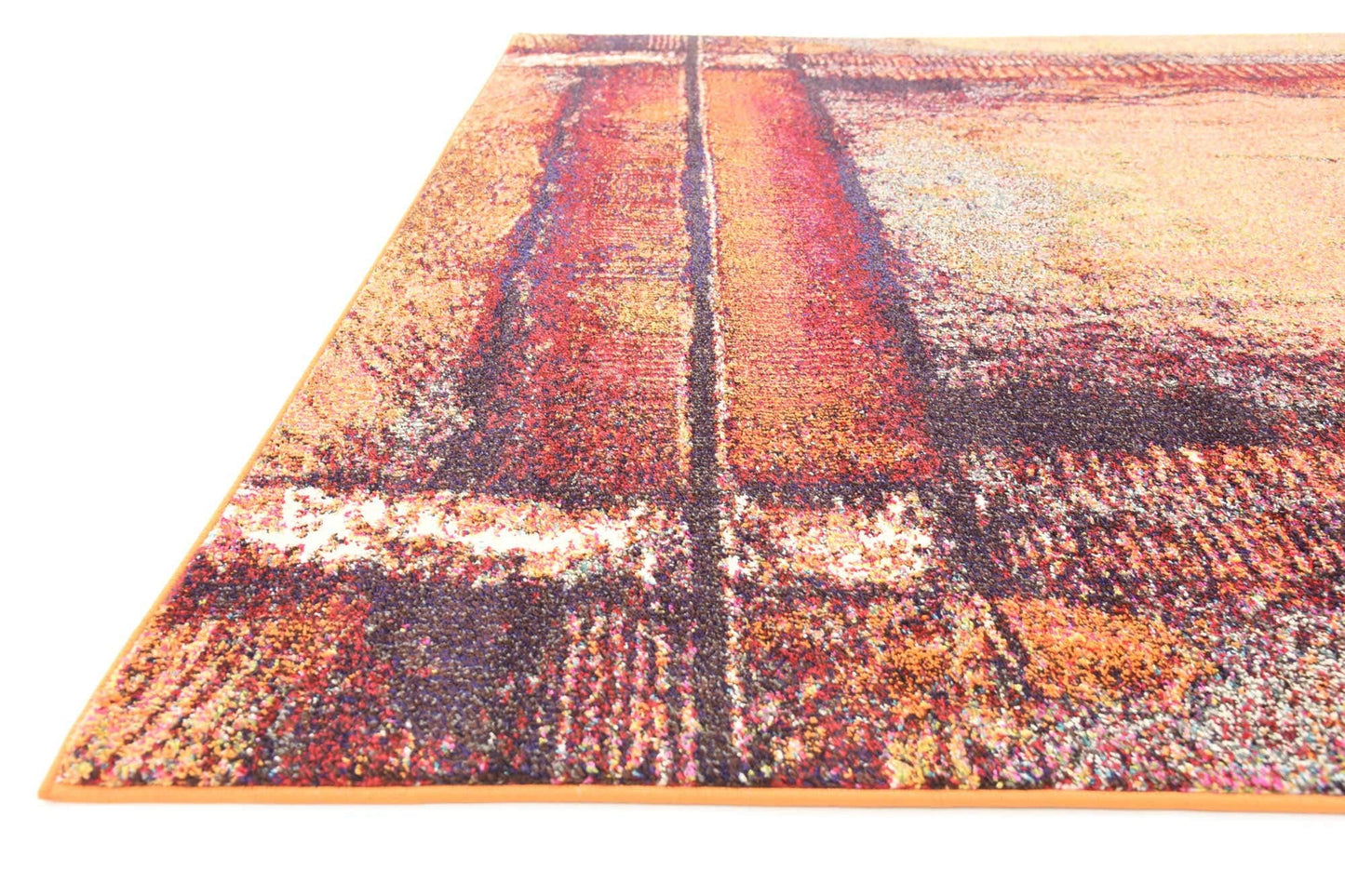 Unique Loom Estrella Collection Rustic, Distressed, Modern, Abstract Area Rug (7' 0 x 10' 0 Rectangular, Orange/Black)