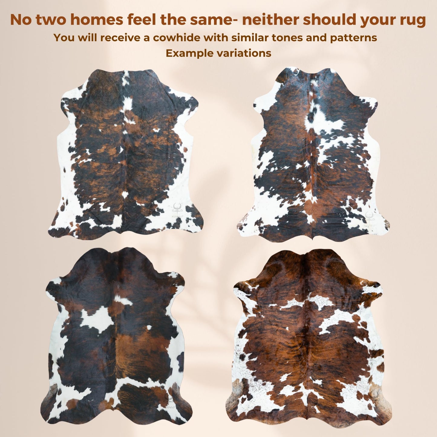 rodeo Full Grain Hair on Genuine Cowhide Rug: Real Animal Print Rug for Western Home Decor & Rustic Cow Rugs for Living Room - Western Rugs, 6x7ft - Unique Country Style Hide Decor - Brindle Nutella