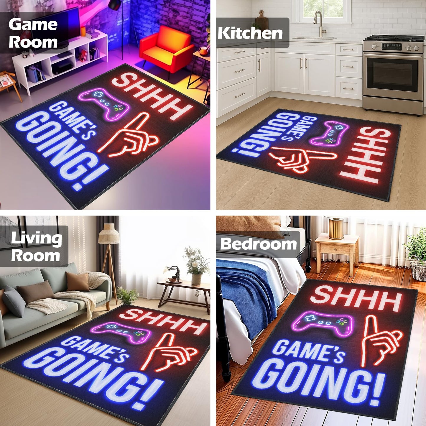 Osimiccp Gaming Rug for Room,3'x5' Non Slip Cool Gamer Rugs for Bedroom Livingroom Game Room Decor